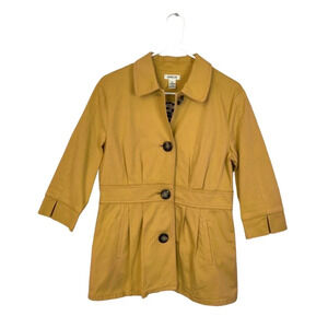 Harold's Yellow Mustard Collared Button Down 3/4 Sleeve Coat Jacket Size 8
